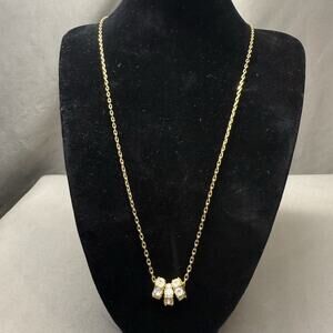 Vintage SIGNED CC GOLD PLATED CLEAR CRYSTAL RONDELLE NECKLACE